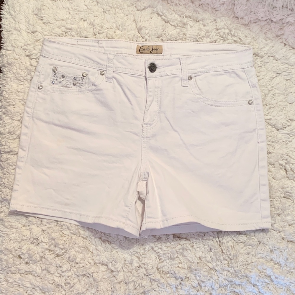 Earl Jean White Denim Jean Shorts Dazzle Jem Sz 12
